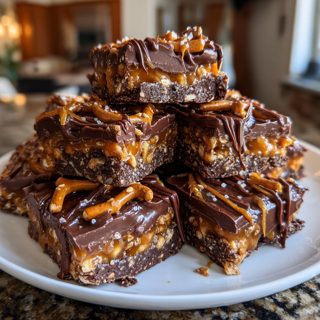 Super Bowl Dessert Chocolate Pretzel Bars