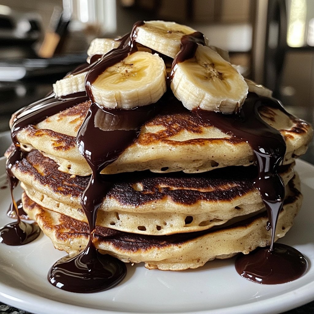 Valentine Breakfast Chocolate Banana Pancakes