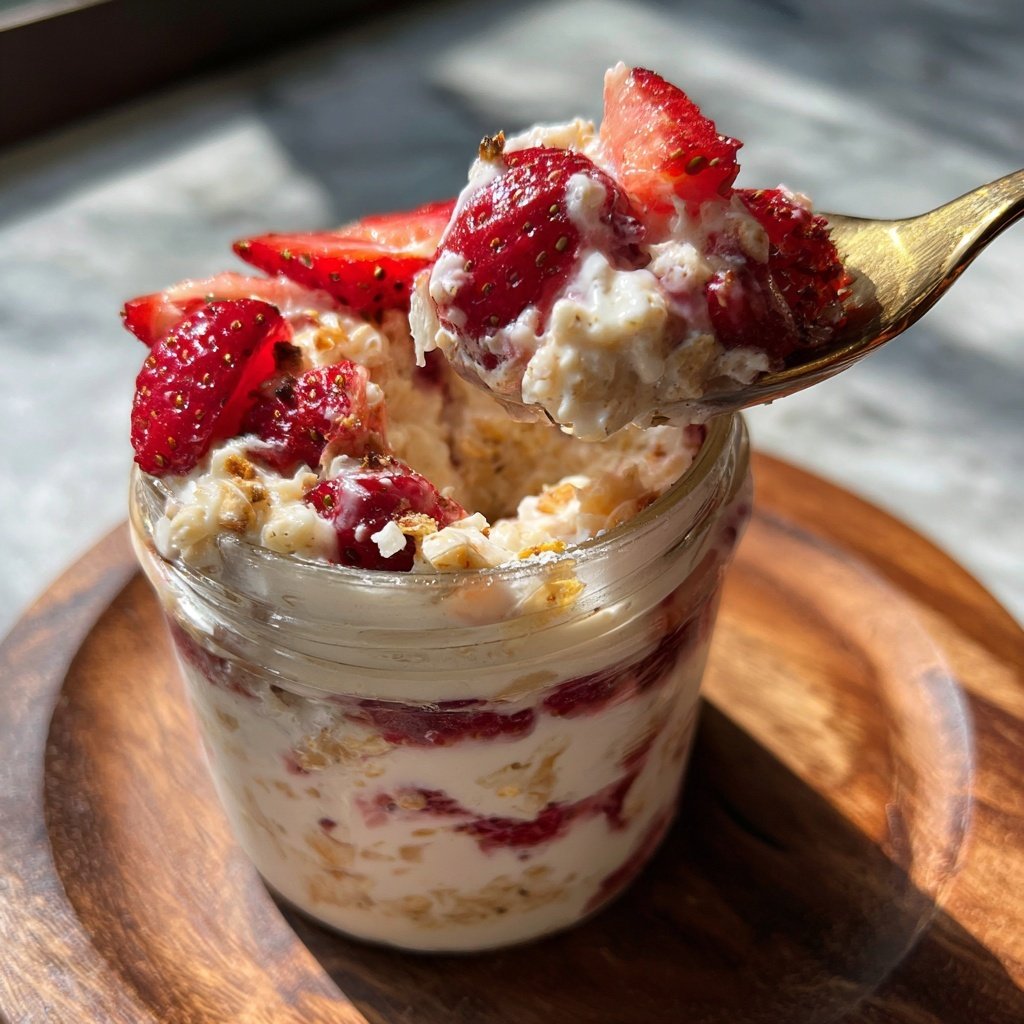 Strawberry Cheesecake Overnight Oats No Bake