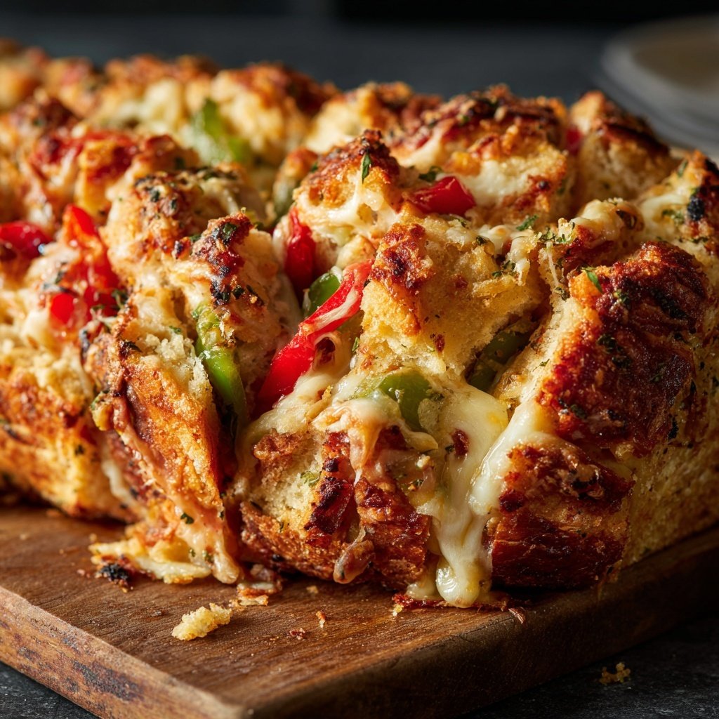 Super Bowl Cheesy Veggie Pull Apart Bread