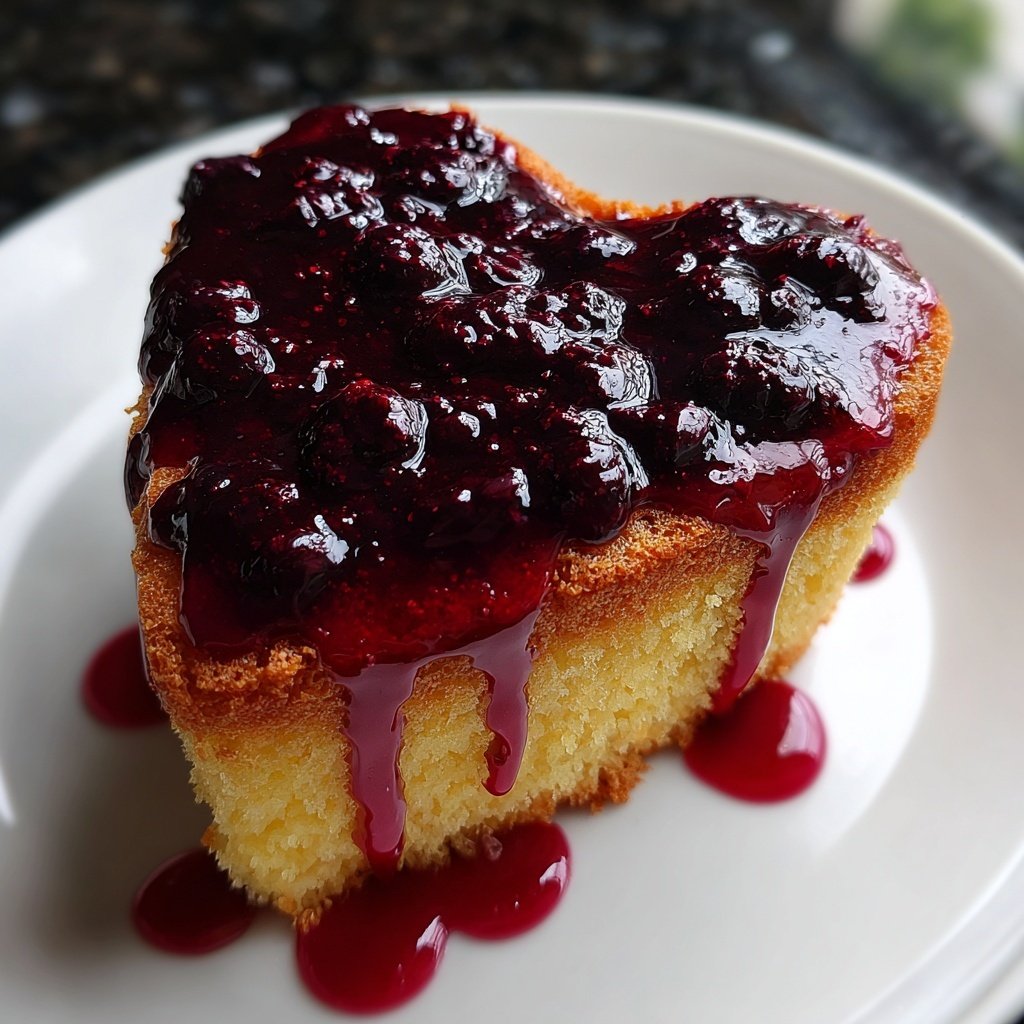 Mini Heart Cake with Berry Glaze