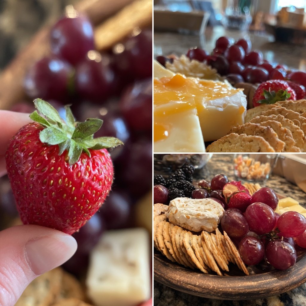 Valentines Charcuterie Board with Fruit and Crackers