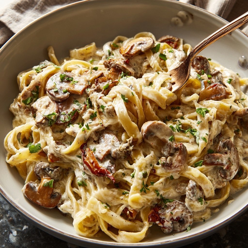 Valentine Dinner Creamy Mushroom Pasta